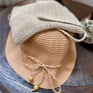 Bundled “Kathie Lee Colletion” Crochet Crossbody bag + Straw bucket hat